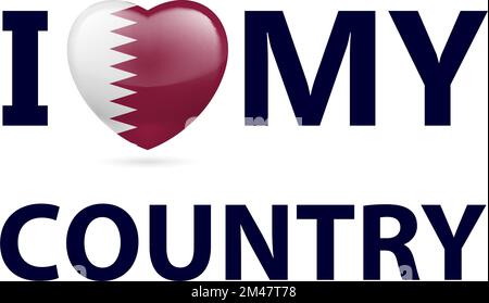 Heart with Qatari flag colors. I Love My Country - Qatar Stock Vector