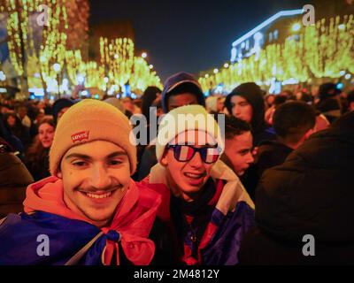 Paris, France. 19th Dec, 2022. Football fans gather to cheer for the French team during 2022 World Cup final. French football fans gather on the Champs Elysees, Paris, to support their national team which they play against Argentina during the final of the FIFA World Cup Qatar 2022 on December 18, 2022. Argentina ultimately is crowned as the winner after winning 4-2 in penalties even though the two teams reach a draw 3-3 in extra time. Credit: SOPA Images Limited/Alamy Live News Stock Photo