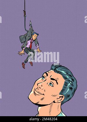 man Lure trap people on a fishing hook. Dangerous love Stock Vector