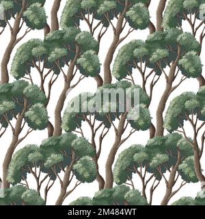 Seamless pattern with trees. Vector interior print. Stock Vector