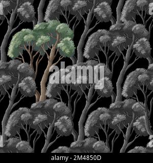 Seamless pattern with trees. Vector interior print. Stock Vector