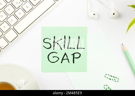 Sign displaying Skill Gap. Internet Concept Refering to a person's weakness or limitation of knowlege Stock Photo