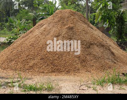 A large pile of river sand still not sieved and purified,This sand stacked for use in construction Stock Photo