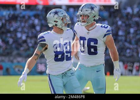 Dallas Cowboys tight end Peyton Hendershot (89) is seen during the second  half of an NFL football game against the Washington Commanders, Sunday,  Oct. 2, 2022, in Arlington, Texas. Dallas won 25-10. (