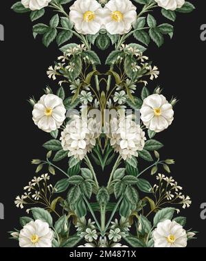 Seamless pattern with white roses. Vector. Stock Vector