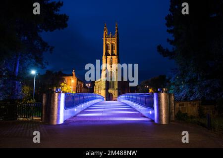 St Mary's Church at night, Derby City Centre, Derbyshire, East Midlands, UK. At night. Stock Photo