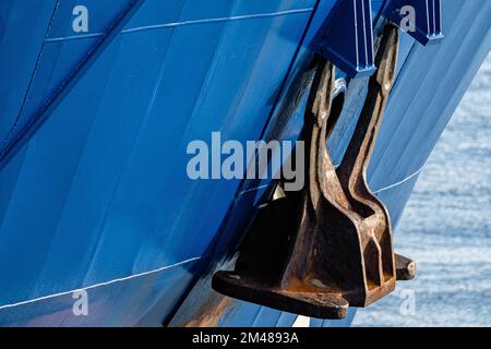 anchor of an oceangoing freight ship Stock Photo