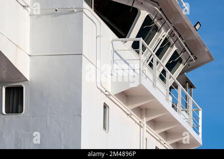 bridge of an oceangoing cargo ship Stock Photo