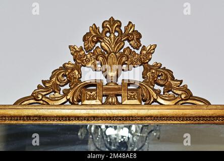 Detail of golden ornament on mirror, Petropolis, Rio de Janeiro, Brazil Stock Photo