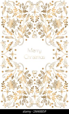 Card with gold Christmas elements. Vector. Stock Vector