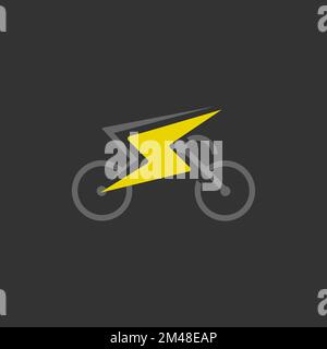 Electric bicycle with bolt logo design vector illustration.EPS 10 Stock Vector