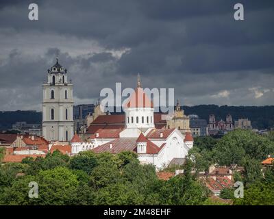 Rooftop view of churches in the Old Town, Vilnius, Lithuania, Baltic States, Europe Stock Photo