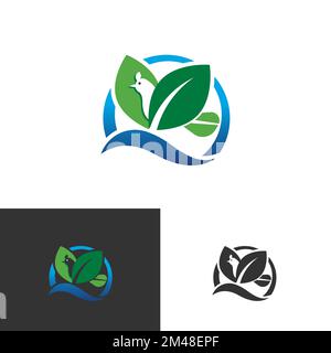 Bird Leaf Nature Plant Animal Logo Logos Simple Minimal.EPS 10 Stock Vector