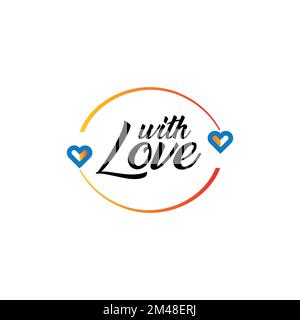 with love lettering with heart symbol. Hand drawn calligraphy black lines. EPS 10 Stock Vector