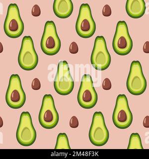 Vector repeating texture with stylized avocado. Latin American cuisine. Stock Vector
