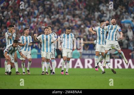 Lusail, Lusail, Qatar, Qatar. 18th Dec, 2022. LUSAIL, QATAR - DECEMBER 18: Player of Argentina celebrate after win the FIFA World Cup Qatar 2022 Final at Lusail Stadium on December 18, 2022 in Lusail, Qatar. (Credit Image: © Florencia Tan Jun/PX Imagens via ZUMA Press Wire) Stock Photo