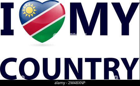 Heart with Namibian flag colors. I Love My Country - Namibia Stock Vector