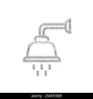 Shower white sketch vector icon. Shower icon page symbol for your web site design Stock Vector