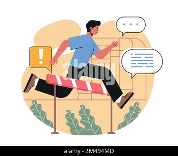 Overcoming obstacles on way to success Stock Vector
