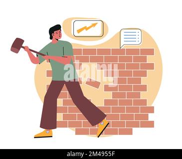 Overcoming obstacles on way to success Stock Vector