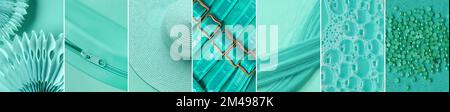 Group of photos in mint colors Stock Photo