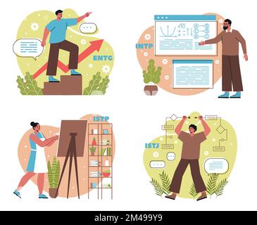 MBTI person types set Stock Vector