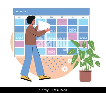 Setting schedule and planner concept. Task management and progress of ...