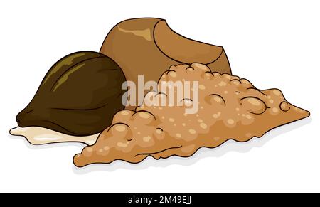 Delicious and traditional Colombian sweet dish with puff pastry, custard and soaked fig with syrup. Stock Vector
