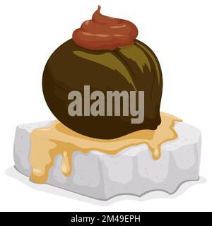 Delicious Colombian dessert: soaked fig, accompanied with cheese and creamy arequipe, also covered with sweet syrup. Stock Vector