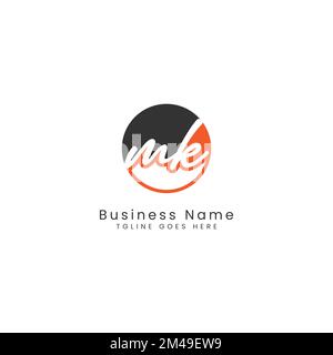 M K MK Initial letter handwritten and signature vector image template in round shape logo Stock Vector