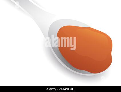 Isolated white spoon with a sample of delicious arequipe -caramelized milk- over white background. Stock Vector