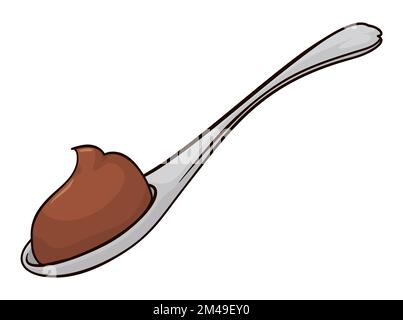 View of a silver spoon with sweet 'arequipe' -or caramelized milk- sample, ready to enjoy it. Stock Vector