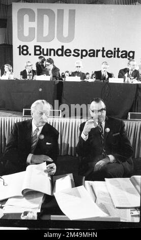 The 18th Party Congress of the Christian Democratic Union of Germany (CDU) was held in Duesseldorf on 25 January 1971. Kurt-Georg Kiesinger, Helmut Stock Photo