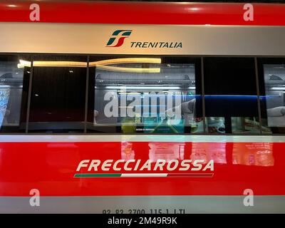 A Frecciarossa high-speed train,operated by Trenitalia at Florence ...