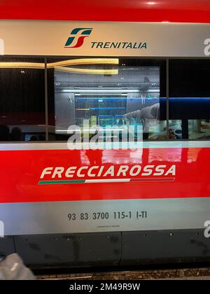 A Frecciarossa high-speed train,operated by Trenitalia at Florence ...