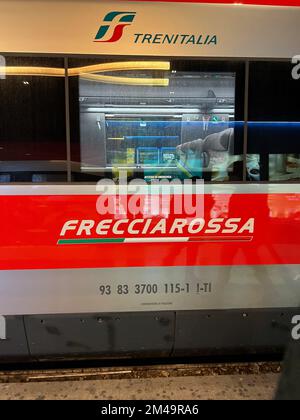 A Frecciarossa high-speed train,operated by Trenitalia at Florence ...