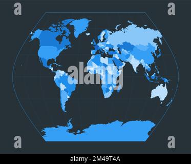 World Map. Ginzburg VIII projection. Futuristic world illustration for your infographic. Nice blue colors palette. Stylish vector illustration. Stock Vector