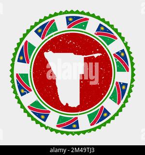 Namibia grunge stamp. Round logo with map and flag of Namibia. Country stamp. Vector illustration. Stock Vector