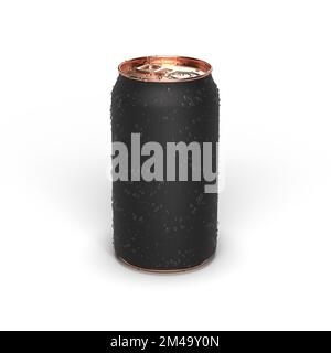 Copper Rose Gold Aluminum beer or soda can mockup blank template, isolated on a white background. 3D render illustration. Stock Photo