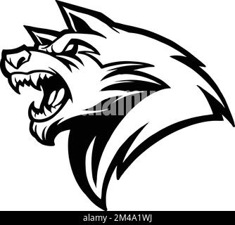 Wolf Head Side Drawing Monochrome vector illustrations for your work logo, merchandise t-shirt, stickers and label designs, poster, greeting cards Stock Vector