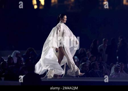 Adriana Lima Wears a Brazil Soccer Jersey At Couture Fashion Week