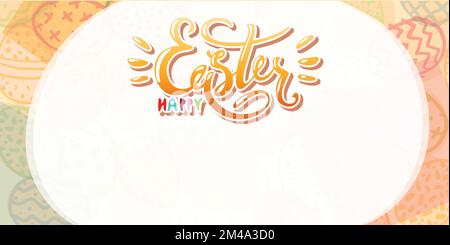 Modern joyful easter banner with copy space. Template for text, invitation, postcard. Flat vector illustration, mockup Stock Vector