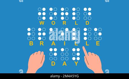 World braille day. Alphabet for blind, reading braille code signs. 4 January Flat vector symbol. Stock Vector