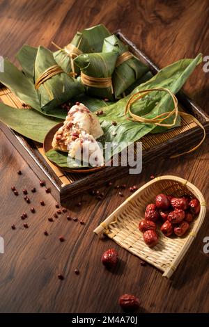 Zongzi and its ingredients Stock Photo