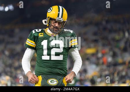 December 19, 2022: Green Bay Packers quarterback Aaron Rodgers #12 warms up  before the game against the Los Angeles Rams in Green Bay, Wisconsin.  Kirsten Schmitt/Cal Sport Media/Sipa USA(Credit Image: © Kirsten