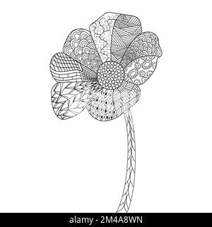 sunflower of zentangle coloring page with decorative flower background design illustration Stock Vector