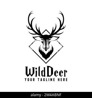 deer head with amazing sharp horn image graphic icon logo design abstract concept vector stock. Can be used as a symbol related to animal. Stock Vector