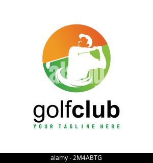 man with golf game in negative space image graphic icon logo design abstract concept vector stock. Can be used as a symbol related to sport. Stock Vector