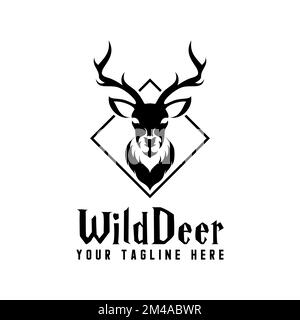 deer head with amazing sharp horn image graphic icon logo design abstract concept vector stock. Can be used as a symbol related to animal. Stock Vector