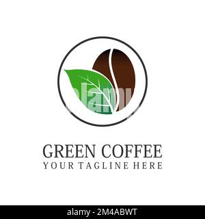 Green leaf and coffee bean image graphic icon logo design abstract concept vector stock. Can be used as a symbol related to nature or drink. Stock Vector
